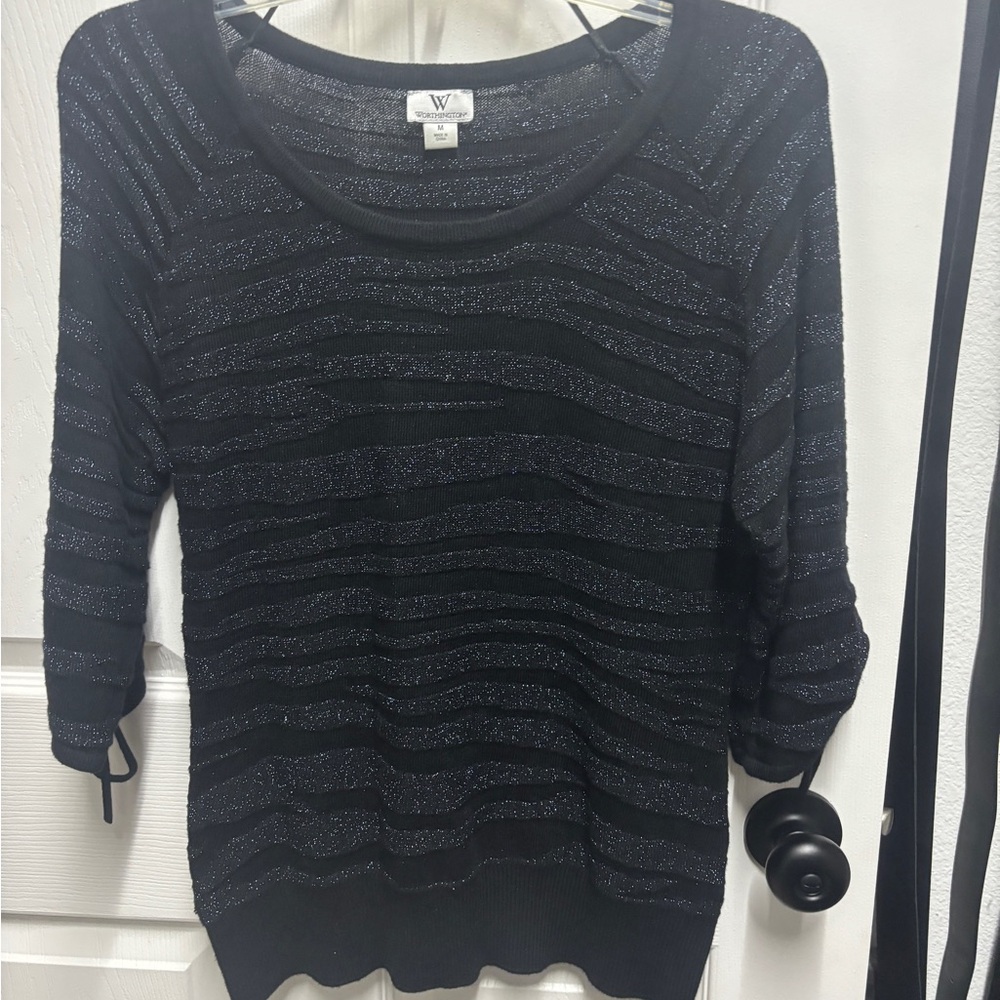 Worthington Black Sweater with Silver Accents